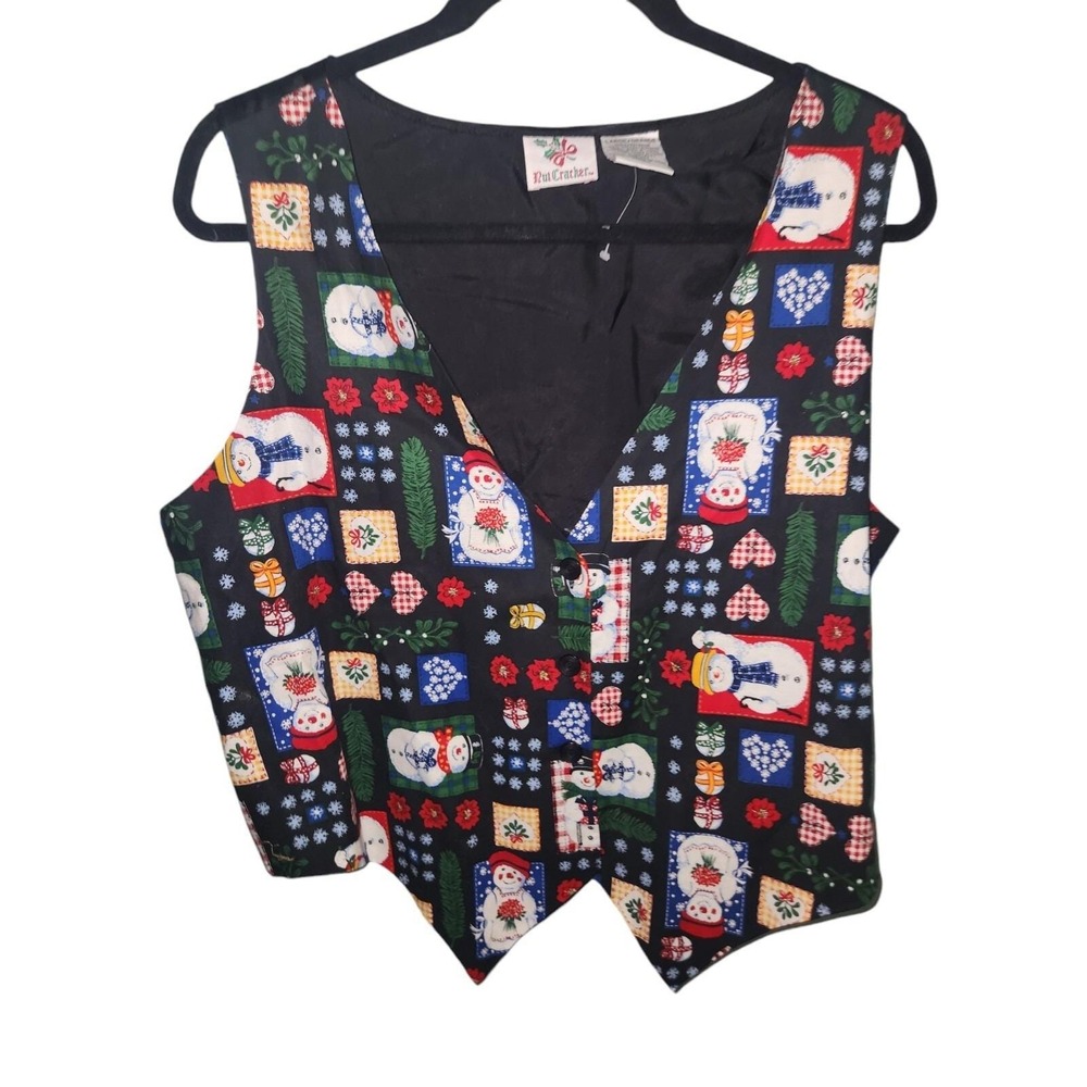 Vintage‎ Nut Cracker Christmas Snowman Vest Holiday Winter Sleeveless Top